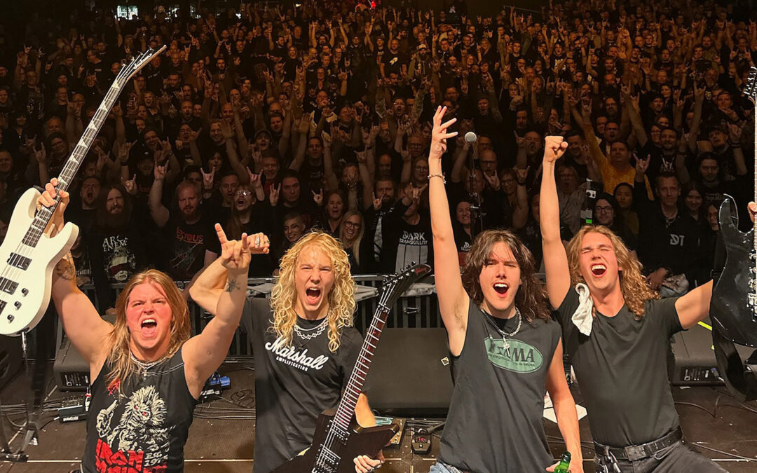 BLOODSTAIN on stage with the Gothenburg crowd at the Dark Tranquillity tour finale, October 18, 2025. Photo by Alex Hellid (LXL).