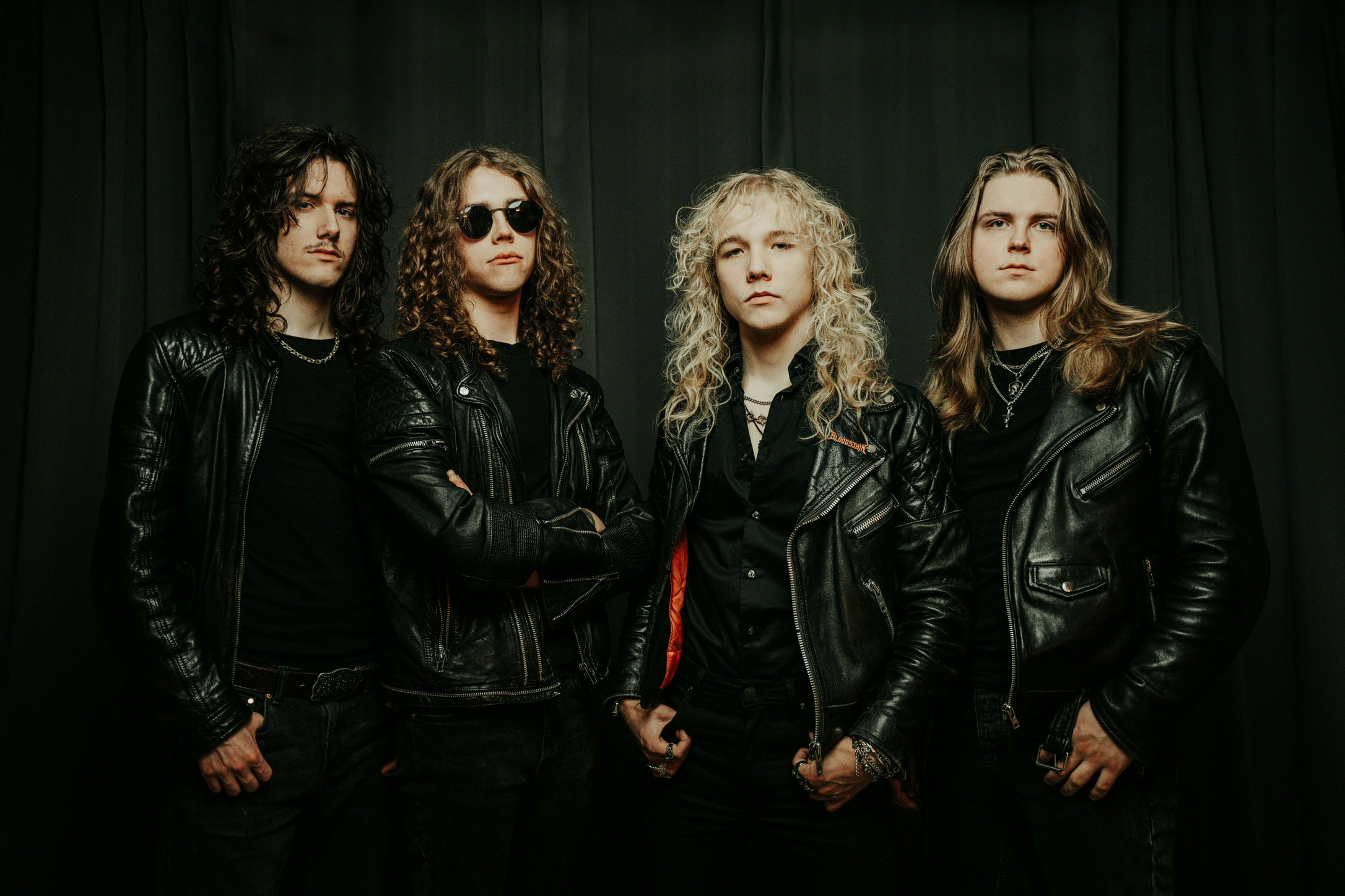 Bloodstain – Press Photo (New Lineup, Studio Portrait) Bloodstain press photo – Benjamin Norgren, Tobias Lindström, Oskar Lindroos, Jonathan Thyberg